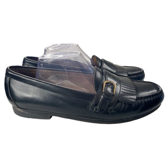 Cole Haan Men's Black Leather Kiltie Monk Strap Pinch Loafers Size 10.5D - Picture 1 of 8